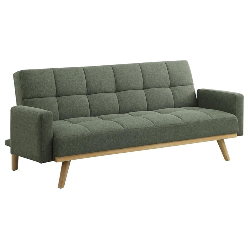 Pemberly Row Fabric Upholstered Track Arms Covertible Sofa Bed in Sage ...