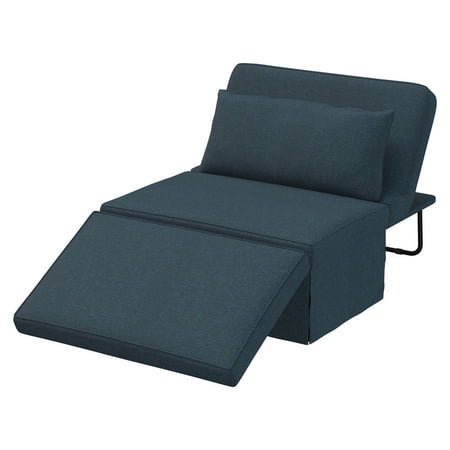 Pemberly Row Fabric Upholstery Convertible Ottoman in Navy Blue