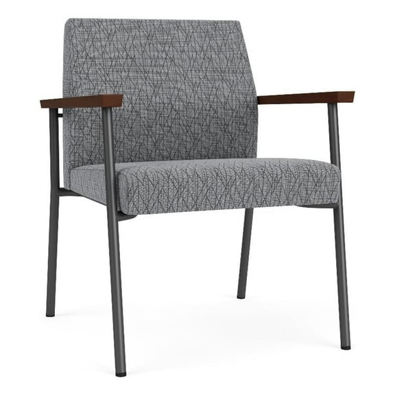 Pemberly Row Fabric Waiting Reception Wide Guest Chair in Gray/Charcoal