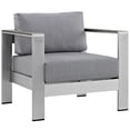 thumbnail image 1 of Pemberly Row Fabric and Aluminum Outdoor Patio Armchair in Silver/Gray, 1 of 4