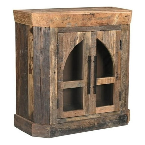 Pemberly Row Farmhouse 2-Door Solid Wood Accent Cabinet in Dark Brown