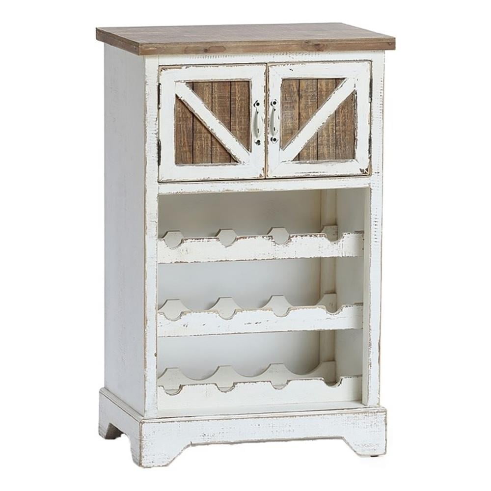 Pemberly Row Farmhouse Solid Wood Wine Cabinet for Dining and