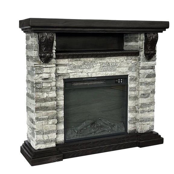 Pemberly Row Farmhouse 45" Electric Fireplace in Gray Finish