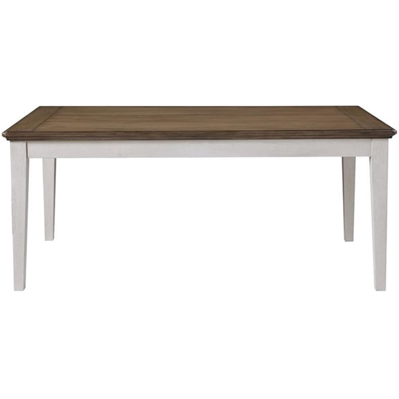 Pemberly Row Farmhouse 72" Ivory and Brown Wood Dining Table