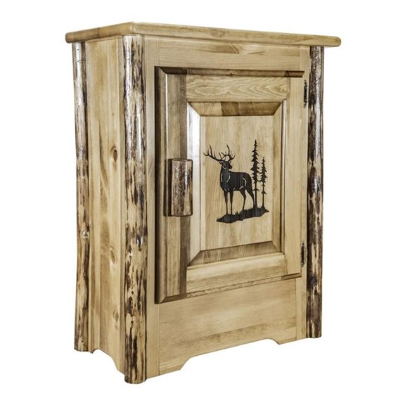 Pemberly Row Farmhouse / Country Hand-Crafted Wood Accent Cabinet in Brown