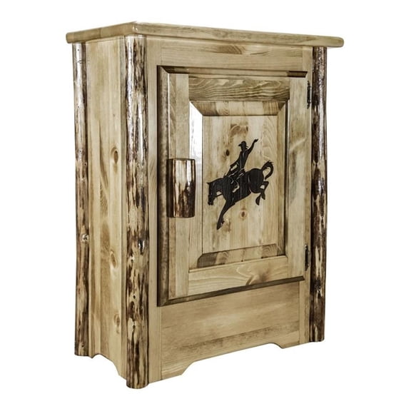 Pemberly Row Farmhouse / Country Handcrafted Wood Accent Cabinet in Brown