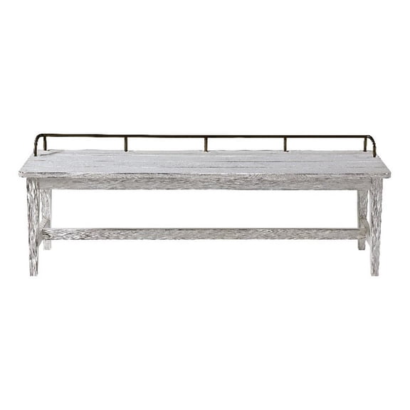 Pemberly Row Farmhouse / Country Ivory Finished Wood Dining Bench