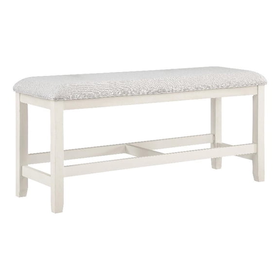 Pemberly Row Farmhouse / Country Wood Counter Bench in Off White