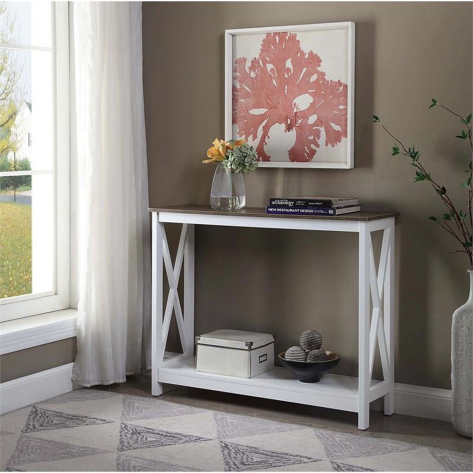 Woodstock Acacia Wood with Metal Inset Media Console Table, Brushed ...