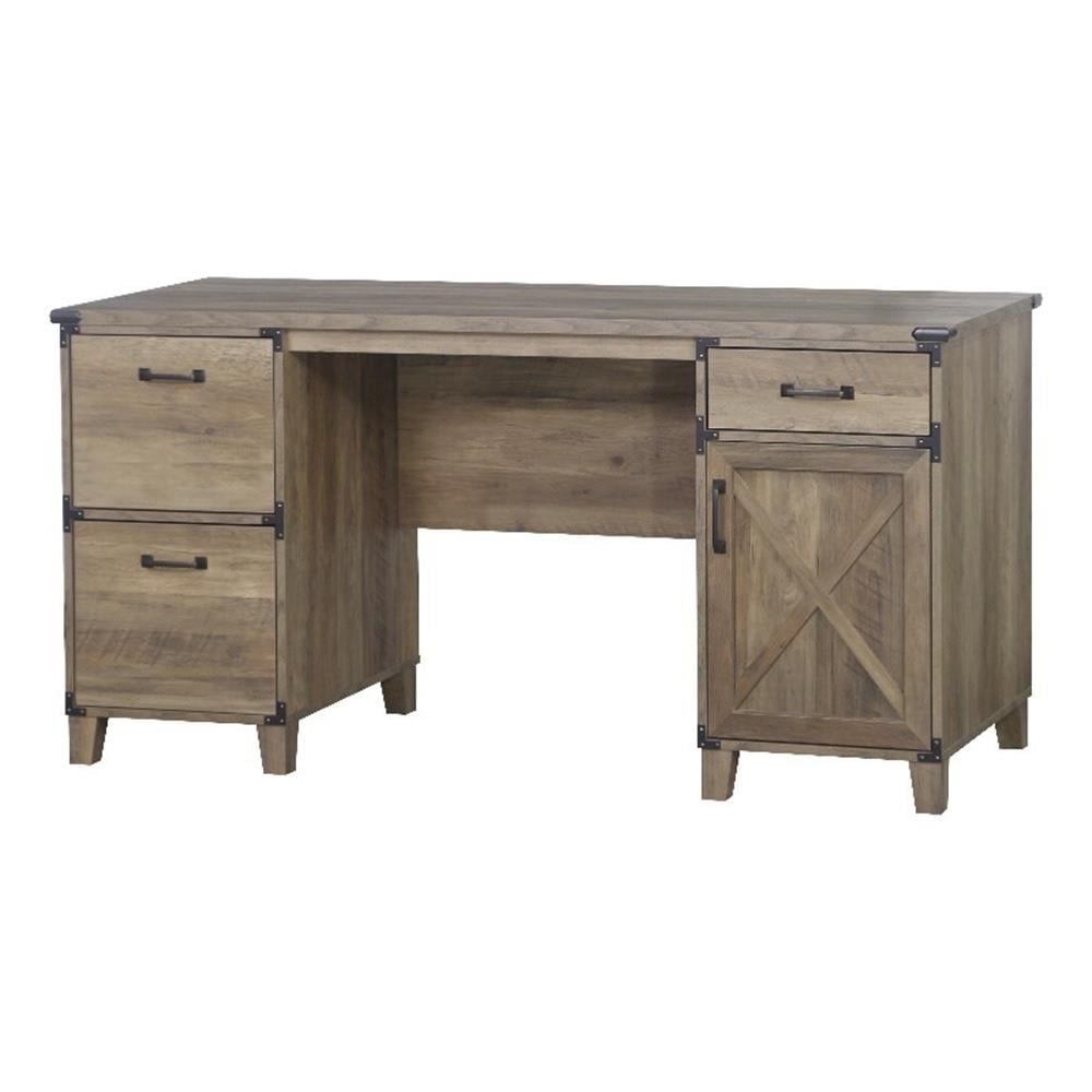 Pemberley Row Engineered Wood Rustic Oak Executive Desk Rectangular Scratch Resistant 59.4"