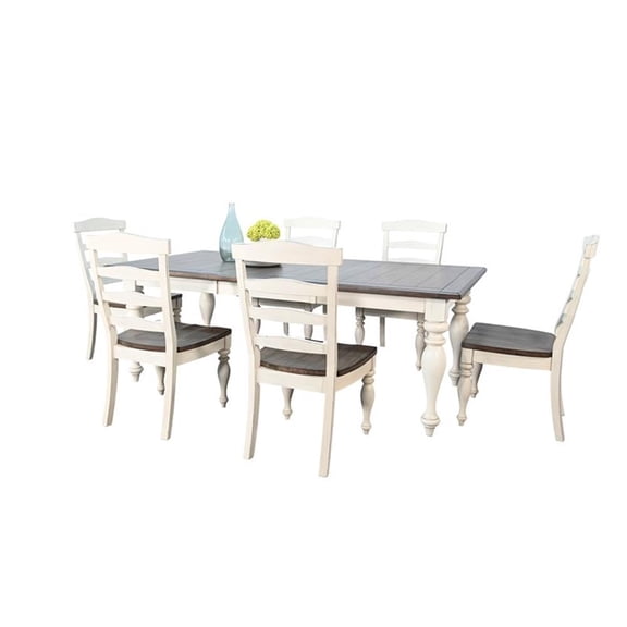 Pemberly Row Farmhouse Rectangular Extension Dining Table Set with Bench