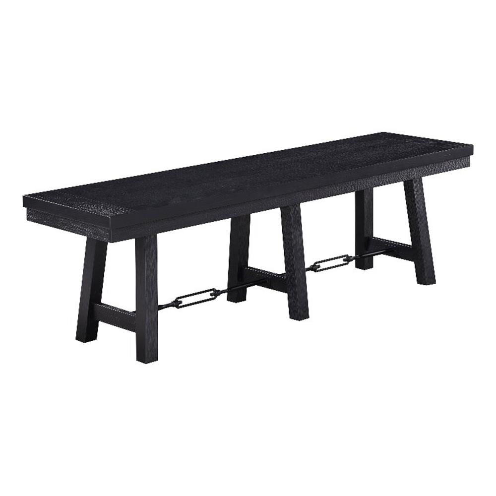 Pemberly Row Farmhouse Rustic Hardwood Dining Bench, Black, Modern ...