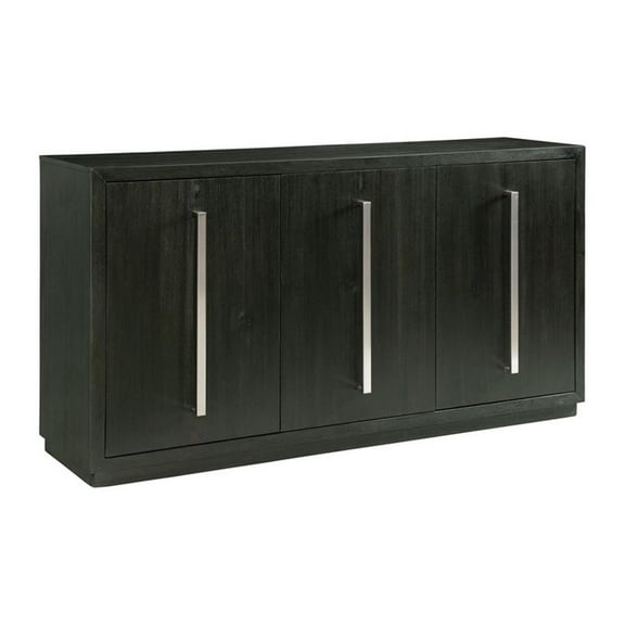 Pemberly Row Farmhouse Server with Three Cabinet Drawers in Gray