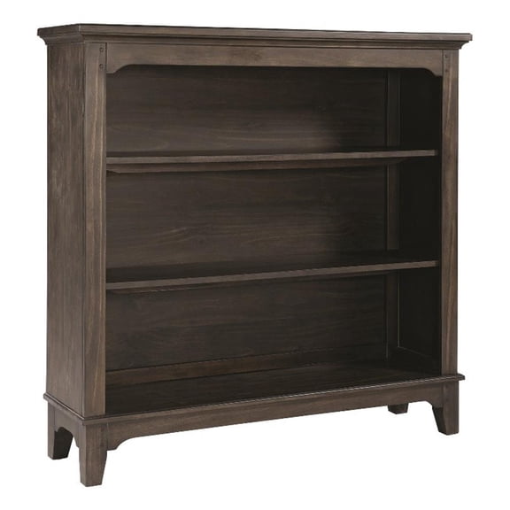 Pemberly Row Farmhouse Solid Hardwood Bookcase in River Rock Brown