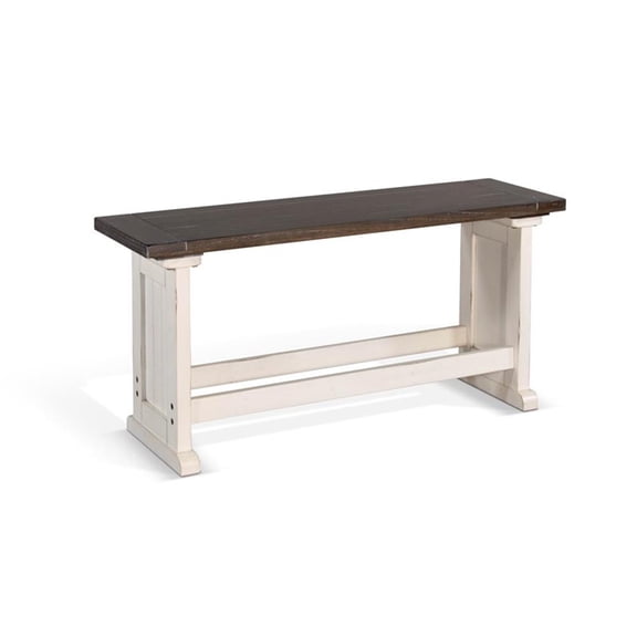 Pemberley Row Solid Wood Brown/White Dining Bench Rectangular 48" Unassembled