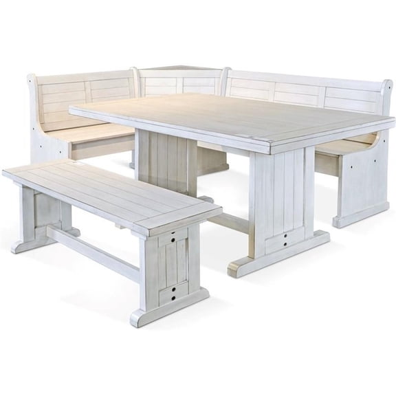 Pemberley Row Mahogany Marble White Breakfast Nook Set Rectangular Reversible
