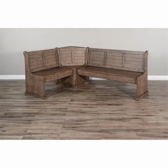 Pemberly Row Farmhouse Wood Breakfast Nook Set in Buckskin