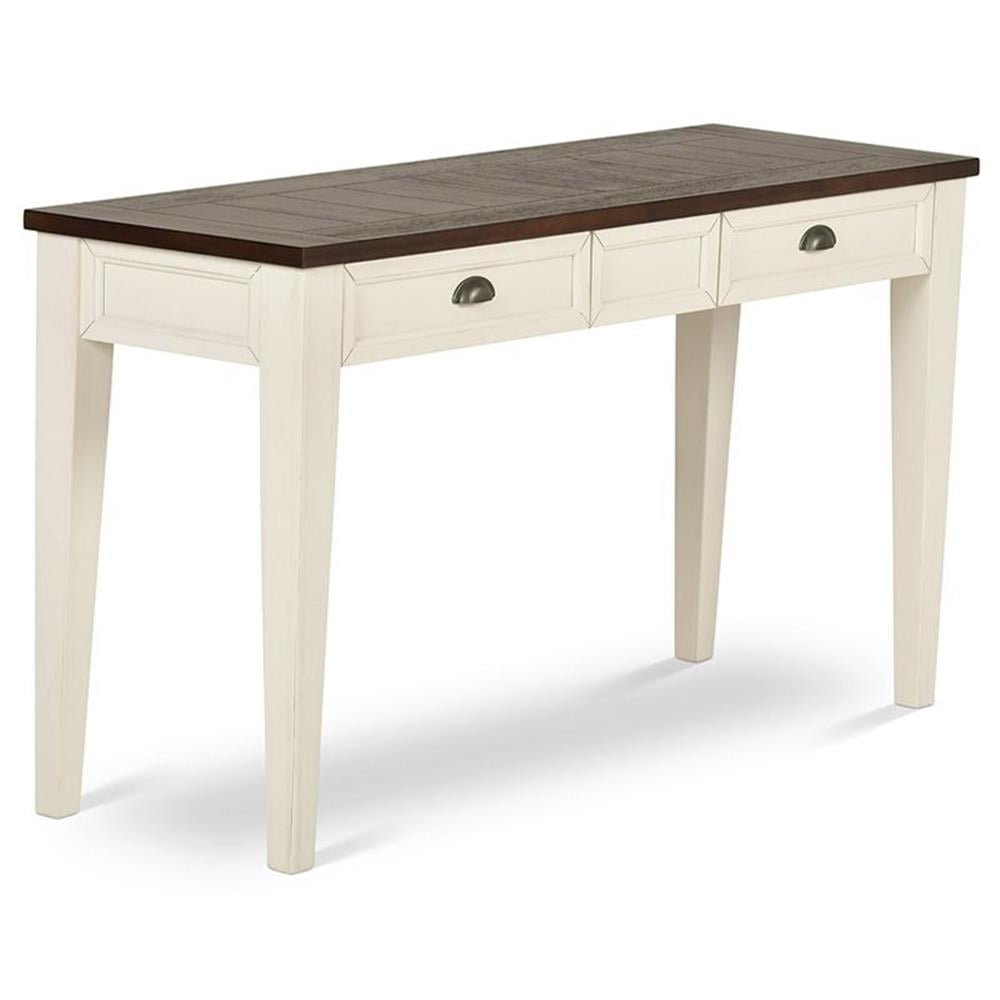 Pemberly Row Farmhouse Wood Console Table in Dark Oak and White ...