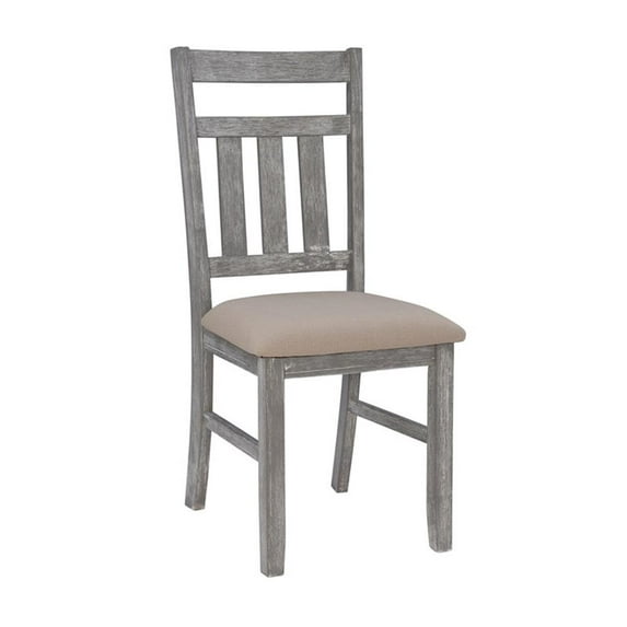 Pemberly Row Farmhouse Wood Dining Side Chairs in Weathered Gray (Set of 2)