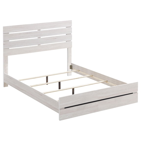Pemberly Row Farmhouse Wood Queen Panel Bed in Coastal White