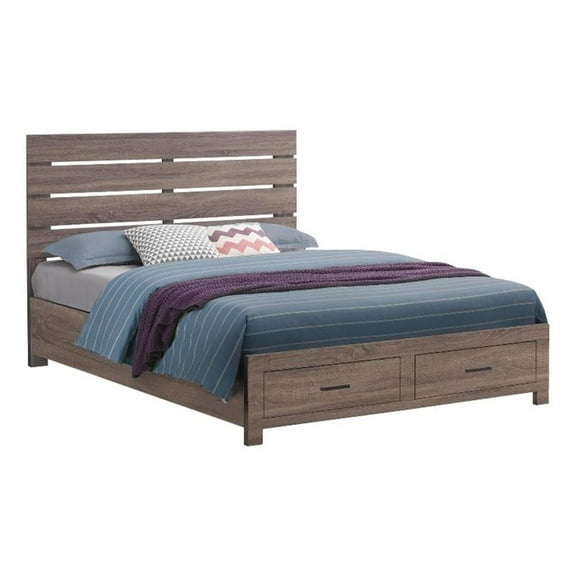 Pemberly Row Farmhouse Wood Queen Storage Bed with Platform System in Barrel Oak
