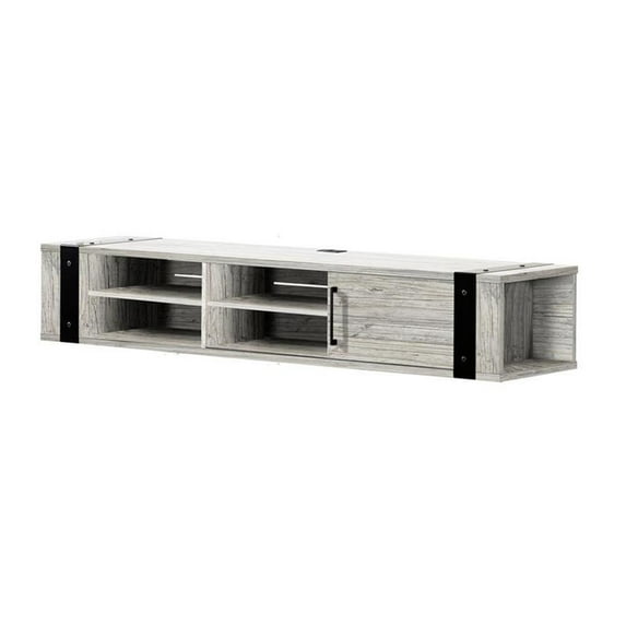 Pemberly Row Farmhouse Wood Wall Mounted Media Console for TVs up to 68" in Gray