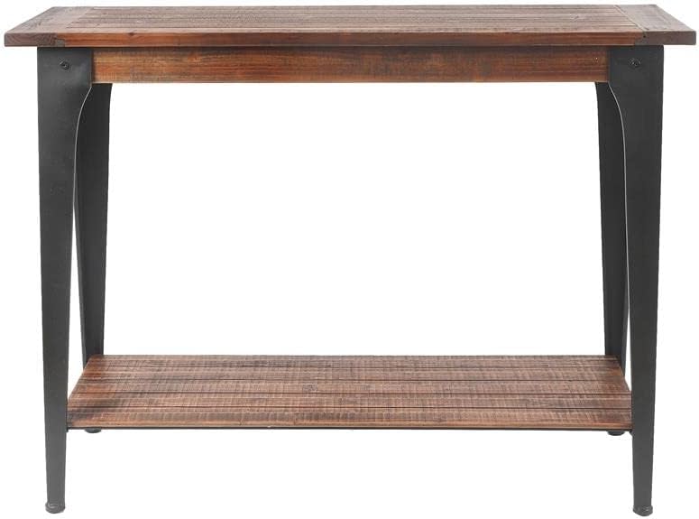 Pemberly Row Farmhouse Wood and Metal Console Entryway Table in Natural ...