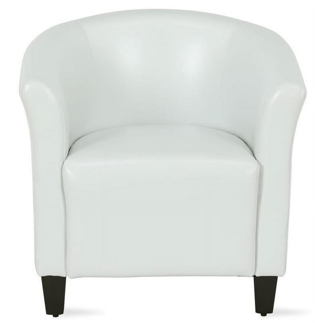 Pemberly Row Faux Leather Accent Chair in White