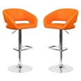 thumbnail image 1 of Pemberly Row Faux Leather Adjustable Bar Stool in Orange Finish - Set of 2, 1 of 11