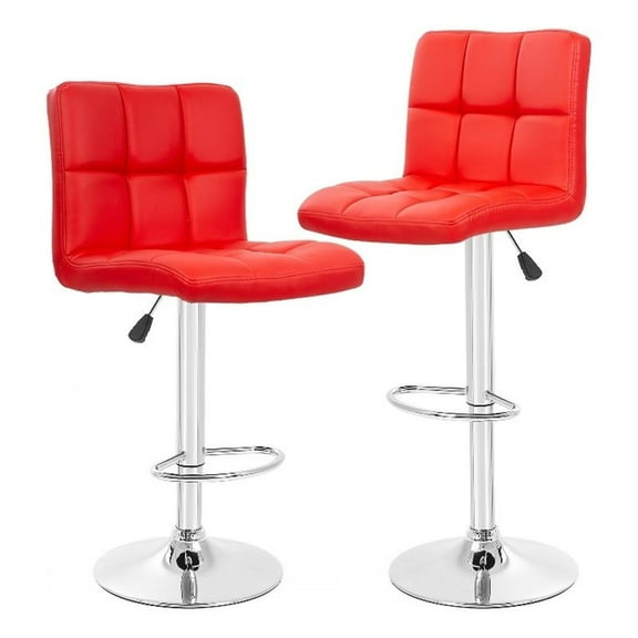 Pemberly Row Faux Leather Adjustable Red Bar Stools (Set of 2)