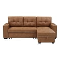 thumbnail image 1 of Pemberly Row Faux Leather Convertible Sectional in Brown Finish, 1 of 9
