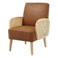 thumbnail image 1 of Pemberly Row Faux Leather Fabric Demarest Accent Chair in Brown Color, 1 of 9
