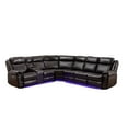 thumbnail image 1 of Pemberly Row Faux Leather Sectional w/ LED USB Speaker Wireless Charger in Black, 1 of 12