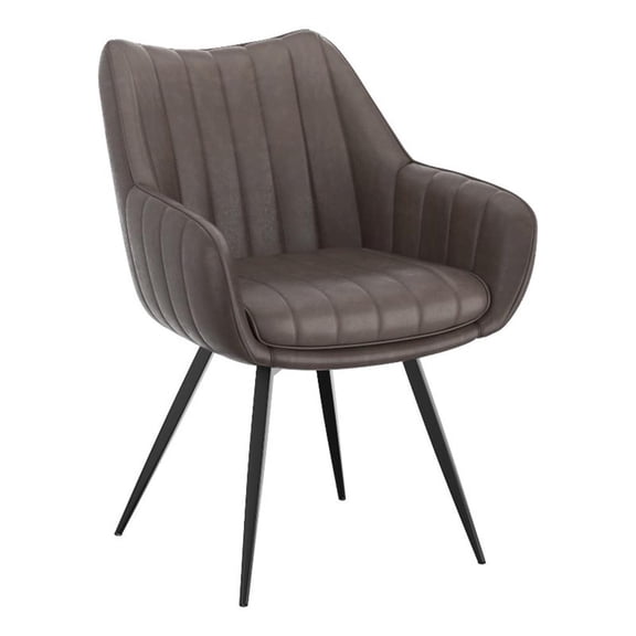 Pemberly Row Faux Leather Swivel Dining Accent Chair Set of 2 Charcoal Black