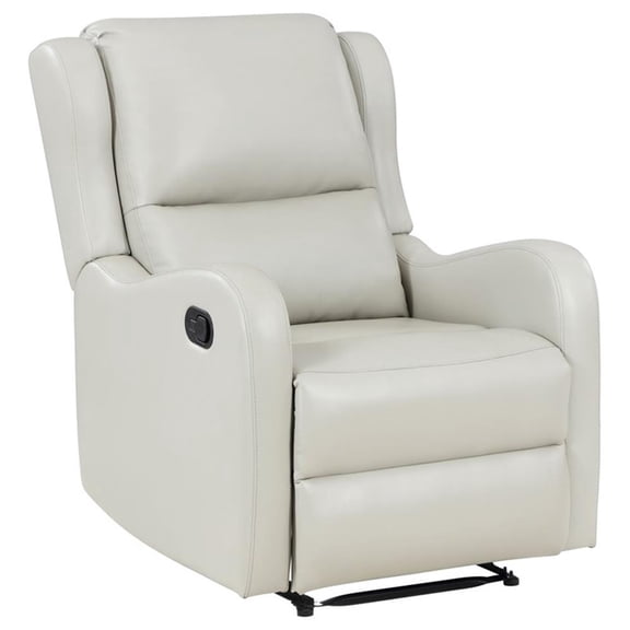 Pemberley Row Faux Leather Ivory Recliner Chair Non-Power Wall Hugger 38.25"D Assembly Required