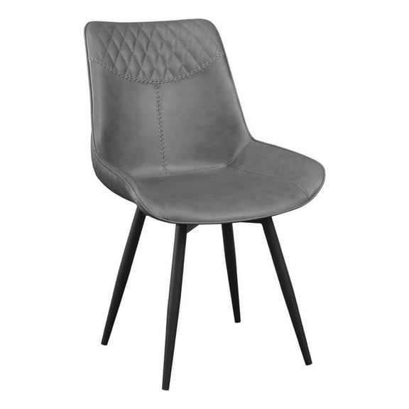 Pemberly Row Faux Leather Upholstered Side Chair in Gray Finish (Set of 2)