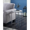 thumbnail image 1 of Pemberly Row Faux Marble Round End Table with Silver Metal Frame, 1 of 5