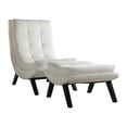 thumbnail image 1 of Pemberley Row Faux Leather White Lounge Chair and Ottoman Set Rectangular Stitching Detail 36.75" H x 25" W x 35.5" D, 1 of 2