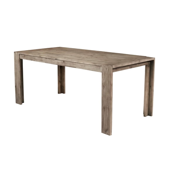 Pemberly Row Fixed Wood Top Dining Table in Antique Natural (Brown)
