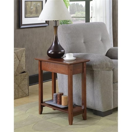 Pemberly Row Flip Top End Table- Mahogany Wood Finish