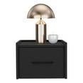 thumbnail image 1 of Pemberly Row Floating Nightstand Engineered Wood Handy Drawer Black, 1 of 7