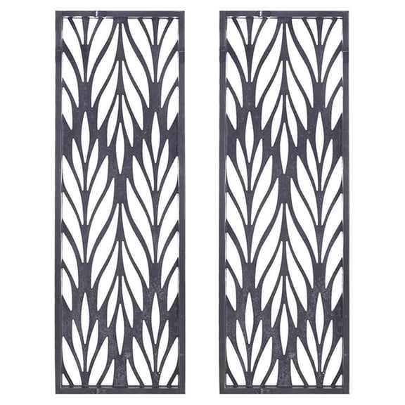 Pemberly Row Florian 2-Piece Modern Wood Wall Decor in Gray Finish