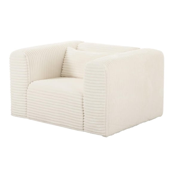 Pemberley Row Corduroy Cream Armchair Rectangular Liquid-Resisting 26.8"H x 45.7"W x 39.4"D