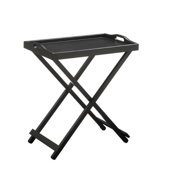 Pemberly Row Folding Tray Table in Black
