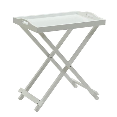 Pemberly Row Folding Tray Table in White