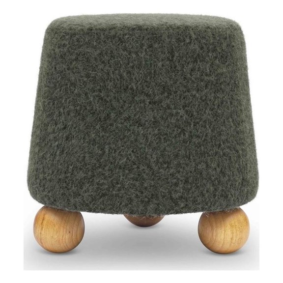 Pemberly Row Forest Green Loose Mohair Ottoman - 47.5"W x 47.5"D x 28.8"H