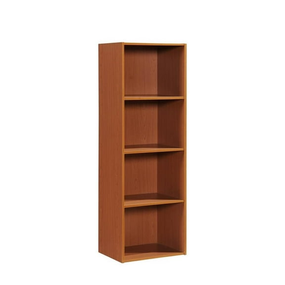 Pemberly Row Four Shelf Multi-Purpose Wooden Bookcase in Cherry Finish