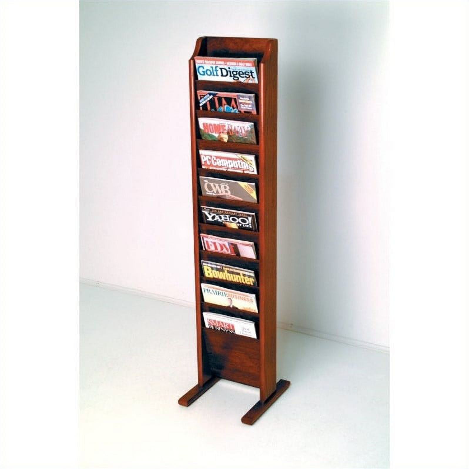 Magazine Rack Closed Pemberly Row Free Standing 10 Pocket Magazine Rack in Mahogany ...