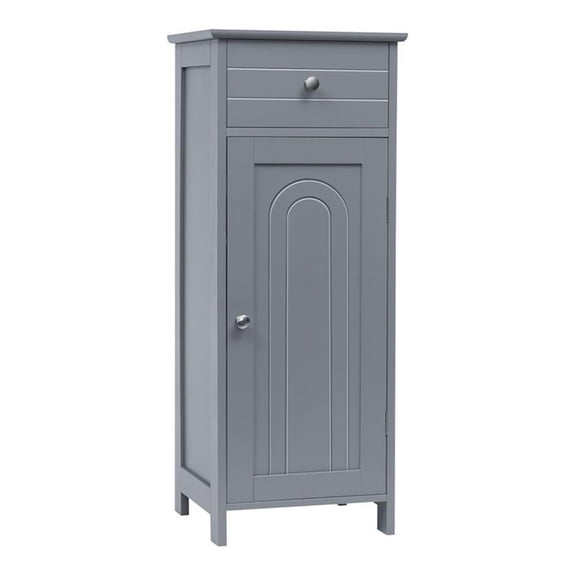 Pemberly Row Free-Standing Bathroom Floor Cabinet Storage Organizer in Gray