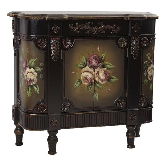 Pemberly Row French Vintage 2-Curved Door/2-Center Door Accent Chest in Brown